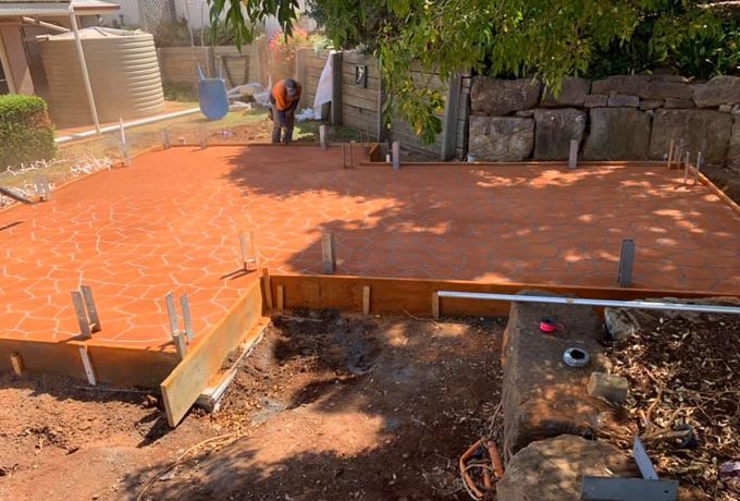 Orange Patio In Progress — Concreting Services Toowoomba, QLD
