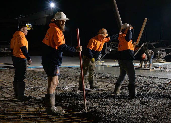 Working On Nighttime — Concreting Services In Australia